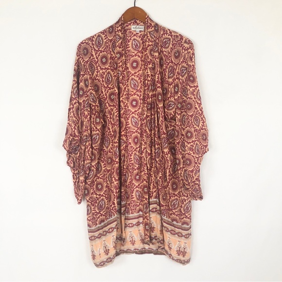 Arnhem Kimono Floral Size S Orange Red - Picture 1 of 9